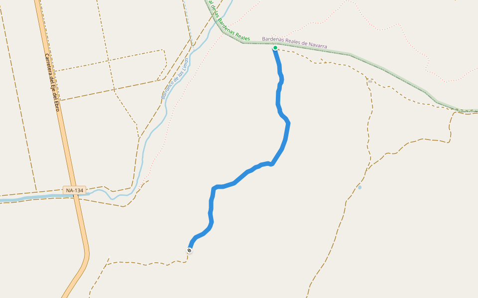 Senda de Los Mosquitos walking route map in Tudela