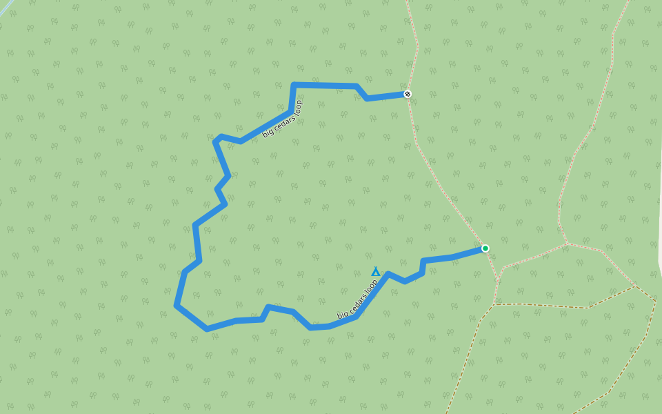 big cedars loop walking route map in Hagensborg