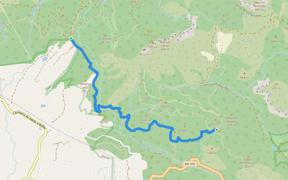 Senda de la Santa walking route map in Totana