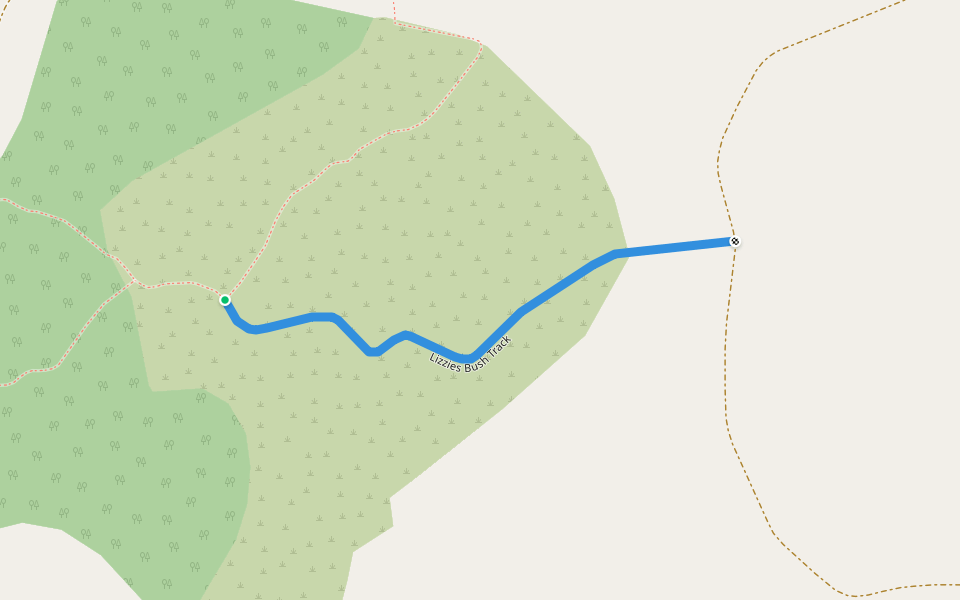 Lizzies Bush Track walking route map in Glorit