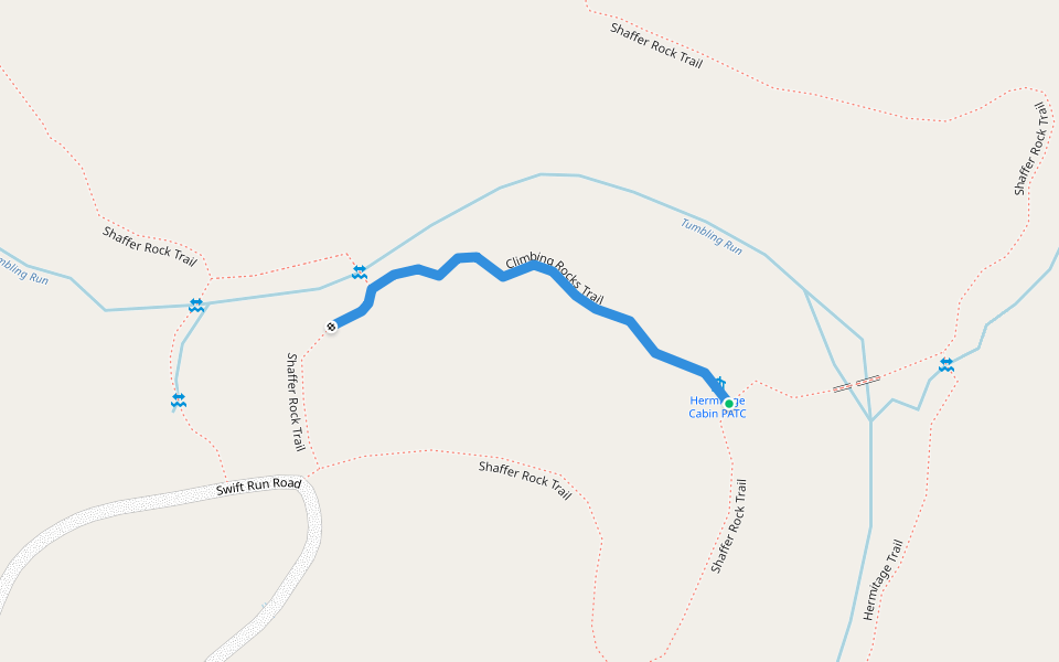 Climbing Rocks Trail walking route map in South Mountain