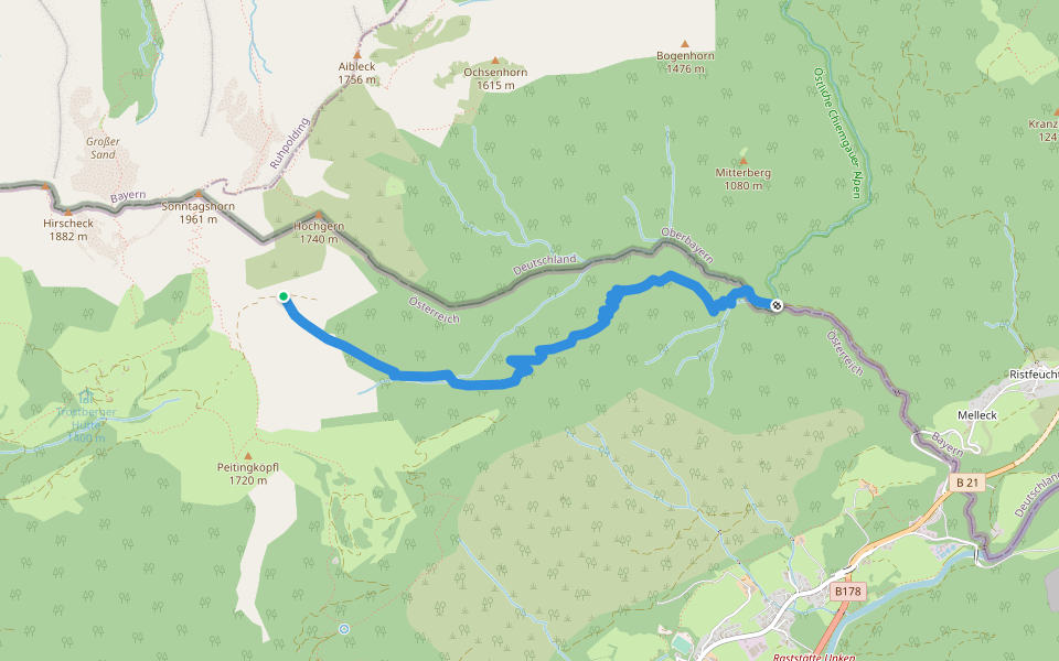 Roßkarsteig walking route map in Unken