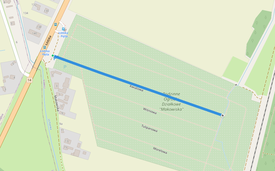 Kwiatowa walking route map in Łowicz