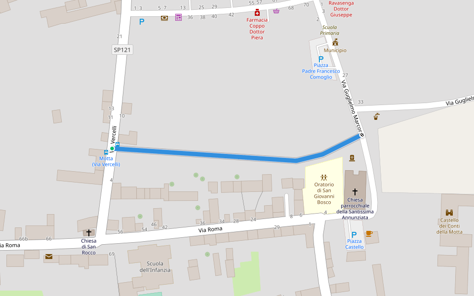 Via della Solidarietà walking route map in Motta de' Conti