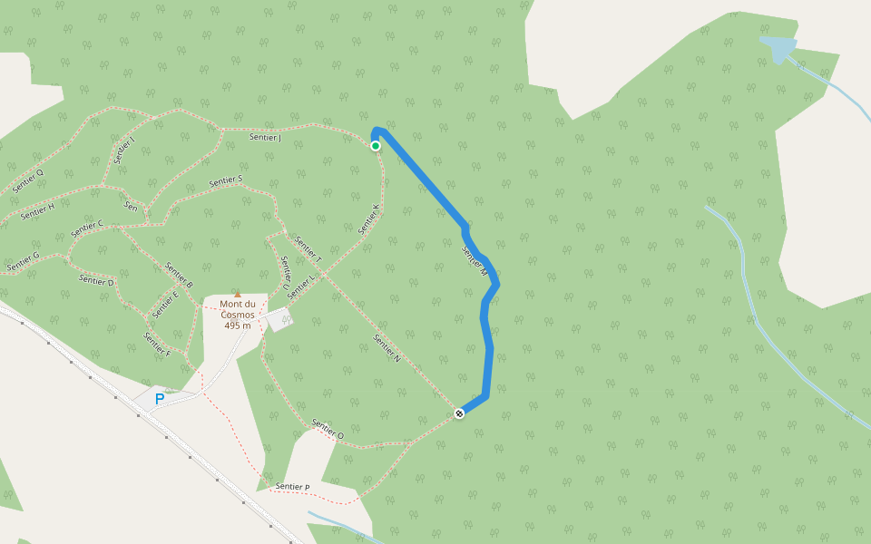 Sentier M walking route map in Saint-Elzéar