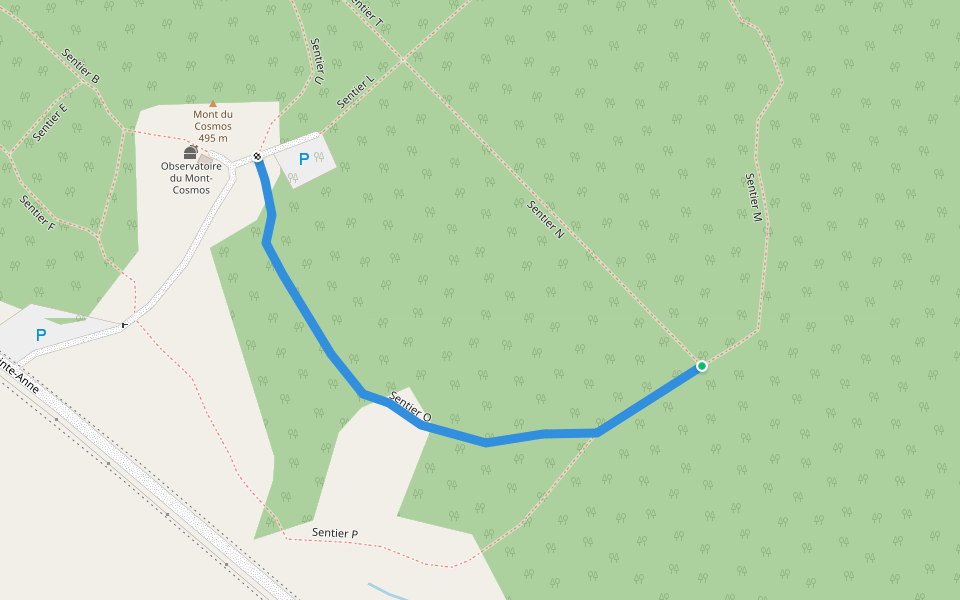 Sentier O walking route map in Saint-Elzéar