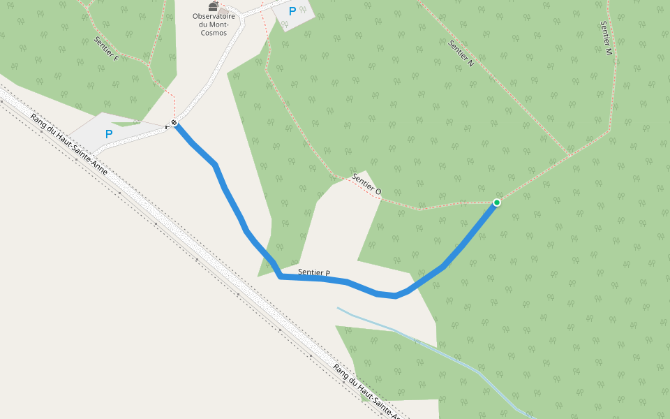 Sentier P walking route map in Saint-Elzéar