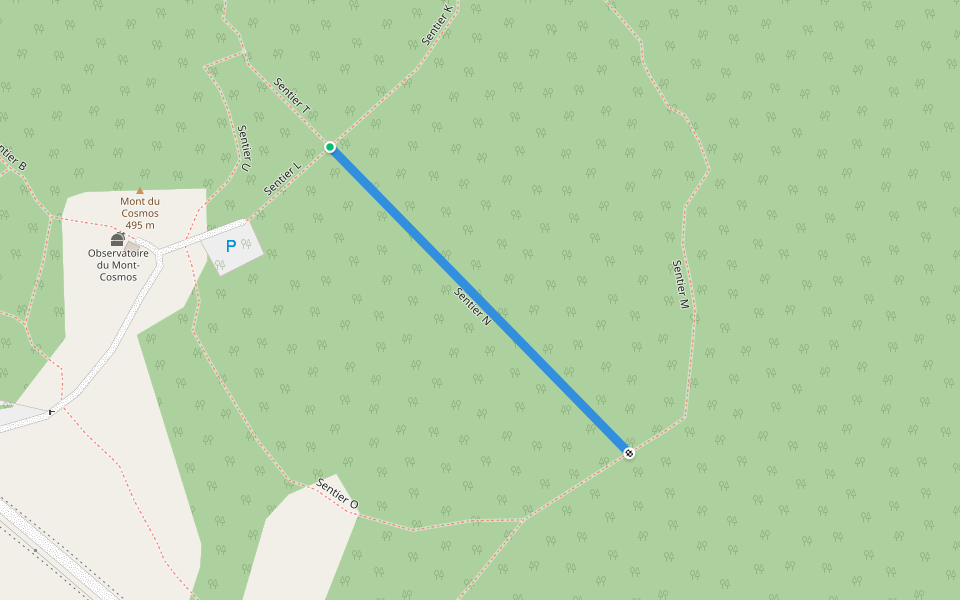 Sentier N walking route map in Saint-Elzéar