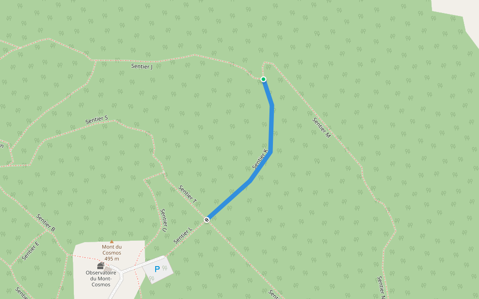 Sentier K walking route map in Saint-Elzéar