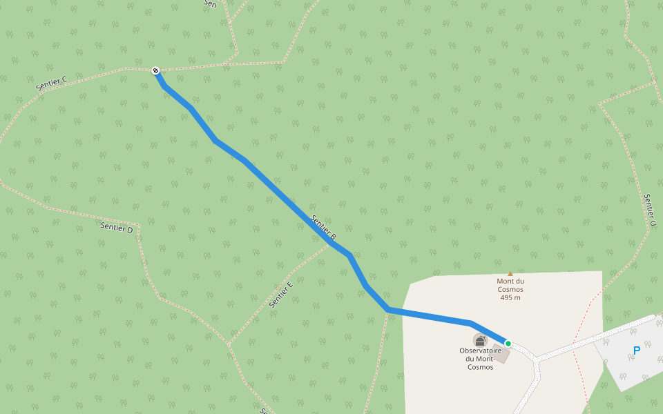Sentier B walking route map in Saint-Elzéar