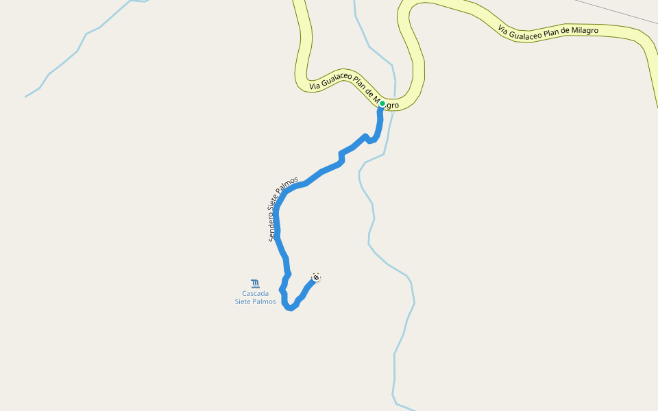 Sendero Siete Palmos walking route map in San Juan Bosco