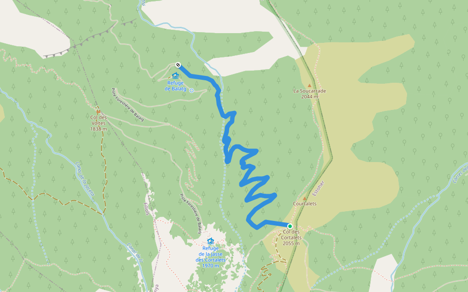 Sentier des Sourdes walking route map in Taurinya