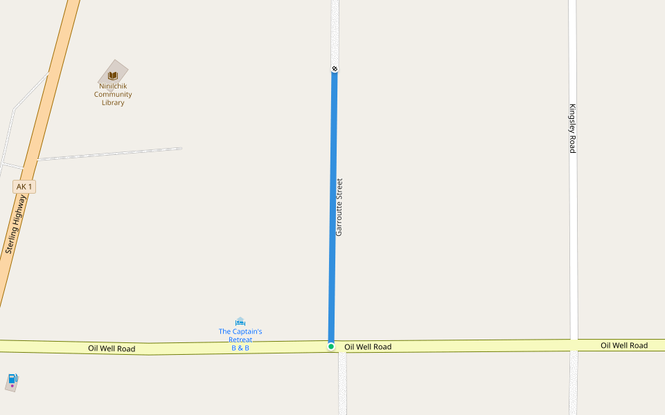 Garroutte Street walking route map in Ninilchik