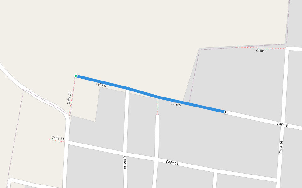 Calle 9 walking route map in Cenotillo