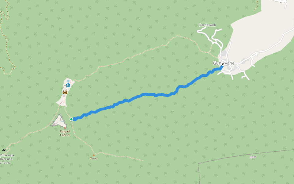 Gunjavane Darvaja walking route map in Velvand