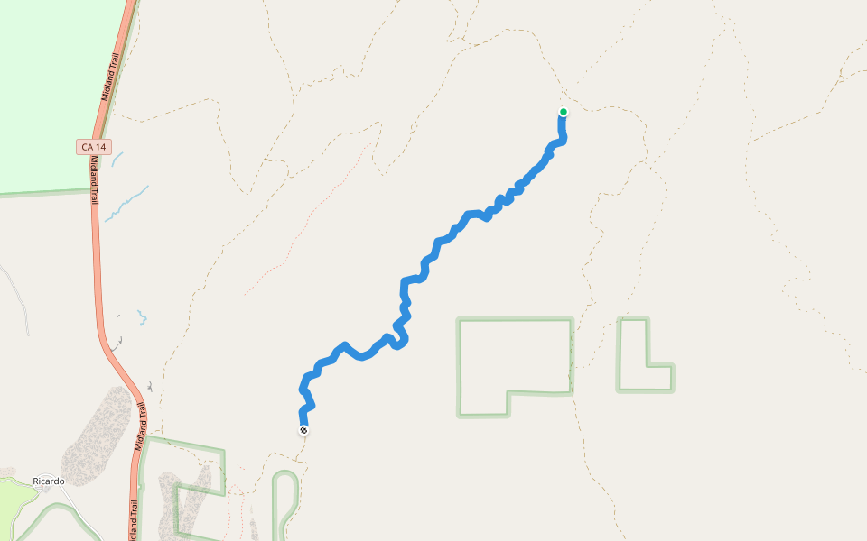 Nightmare Gulch walking route map in Ricardo