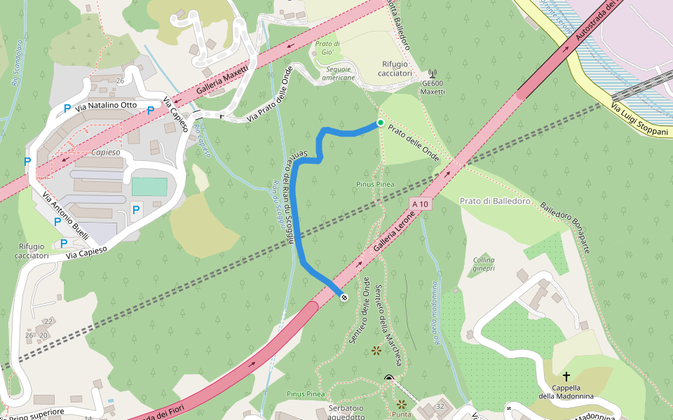 Sentiero del Rian du Scoggiu walking route map in Cogoleto