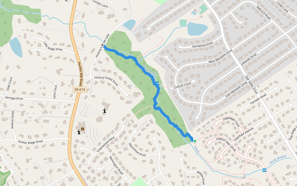 Rocky Branch Trail walking route map in Vienna