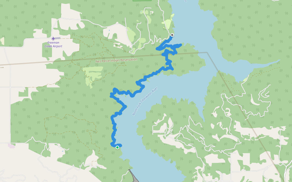 Big Eddy Trail walking route map in Ahsahka