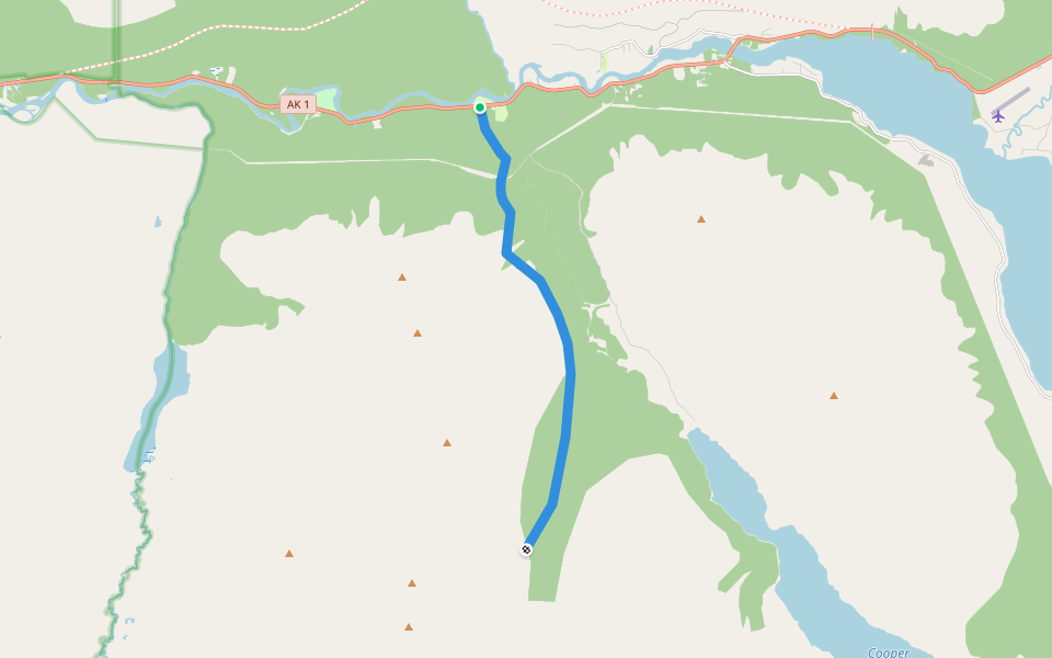 Stetson Creek Trail walking route map in Cooper Landing