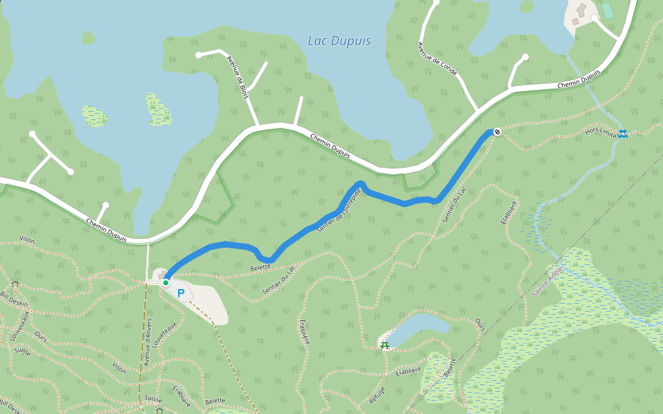 Sentier de l'Intrépide walking route map in Estérel