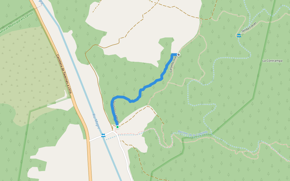 Senda las cadenas walking route map in Llombai