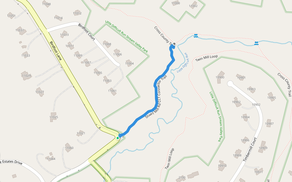 Stuart Mill Rd CCT Connector Trail walking route map in Oakton
