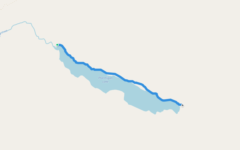Ptarmigan Lake Trail walking route map in Primrose