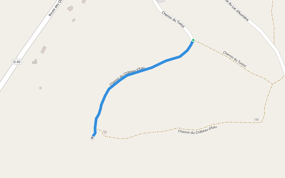 Chemin du Château d'Eau walking route map in Blars