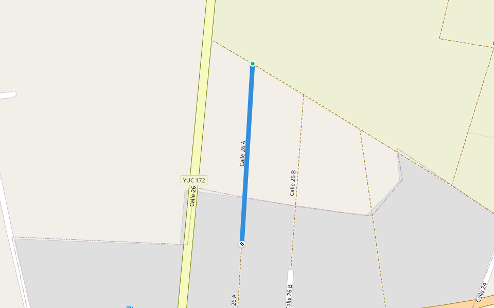 Calle 26 A walking route map in Motul de Carrillo Puerto