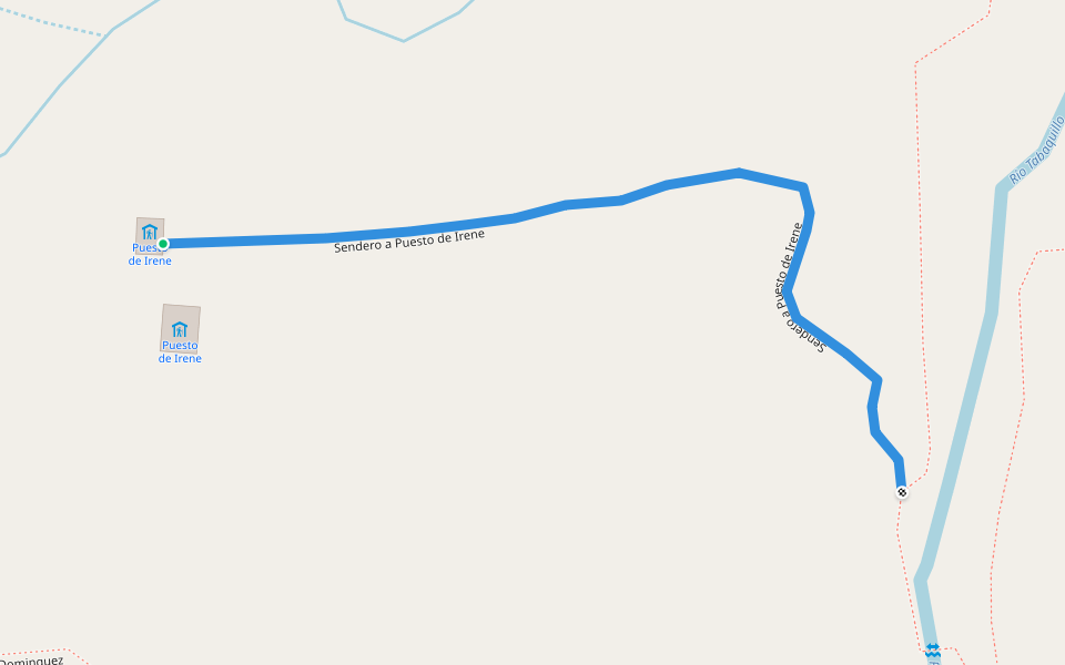 Sendero a Puesto de Irene walking route map in Los Molles