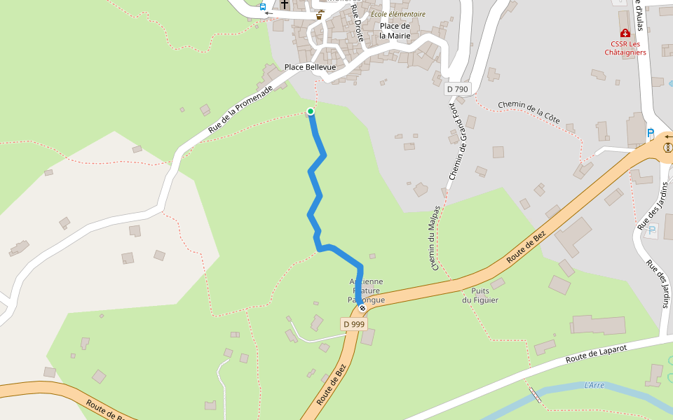 Chemin de Fontrouch walking route map in Molières-Cavaillac