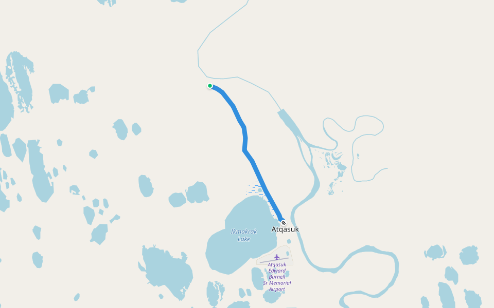 Winter Trail walking route map in Atqasuk
