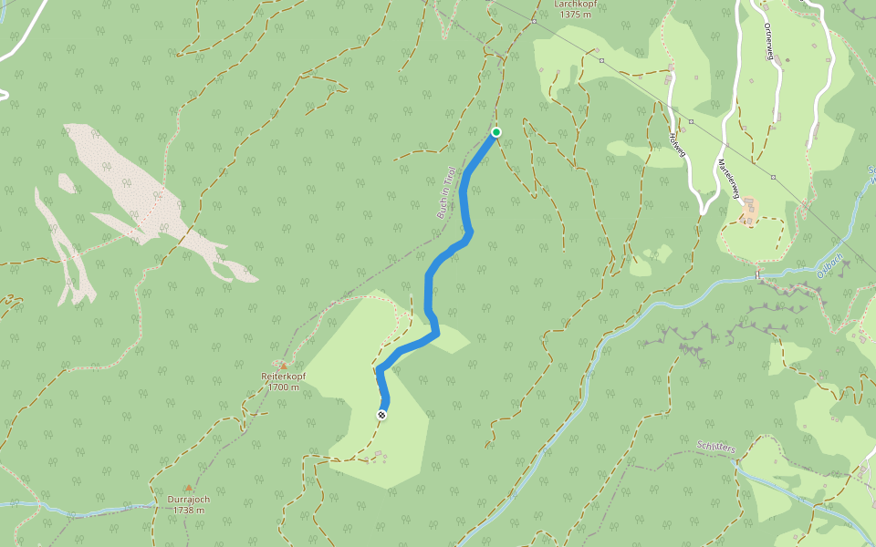 Schlechtwetterboden walking route map in Schlitters