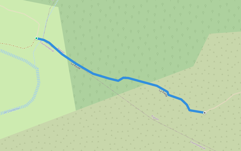 La Raide walking route map in Pignan