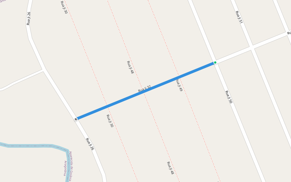 Rua Ji 32 walking route map in Aparecida de Goiânia