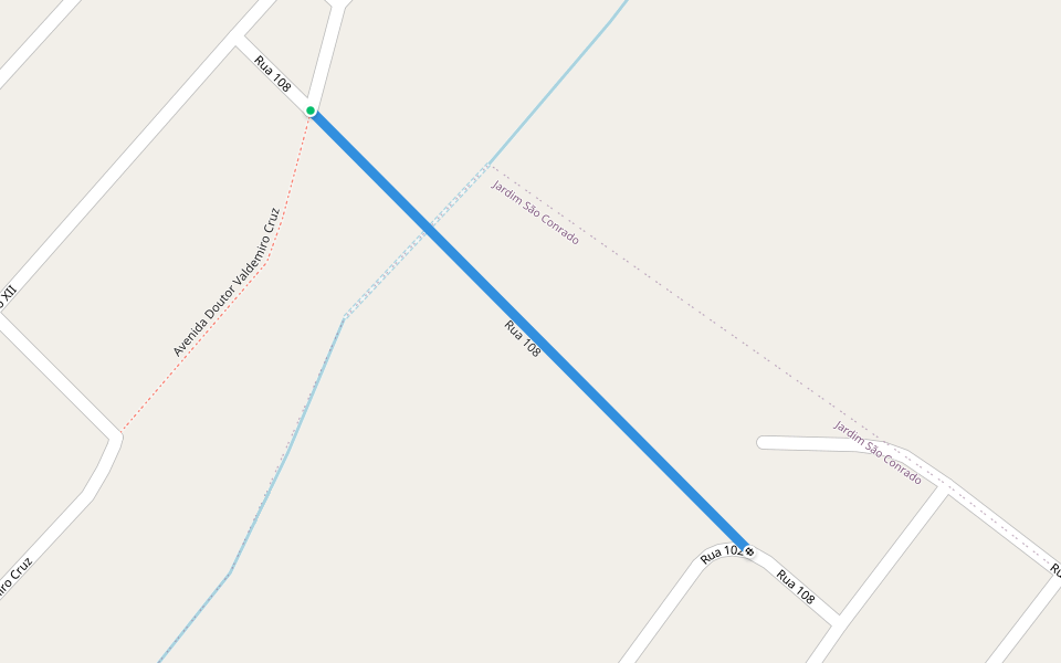 Rua 108 walking route map in Aparecida de Goiânia