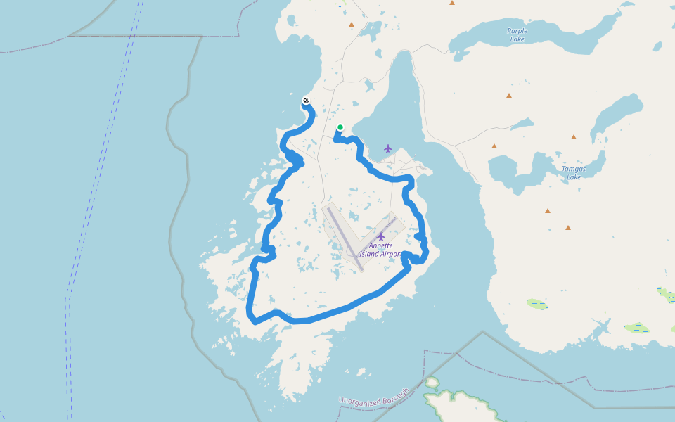 Foot Trail walking route map in Metlakatla