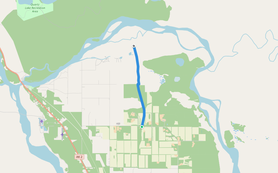 Bluff Cabin Lake Trail walking route map in Delta Junction