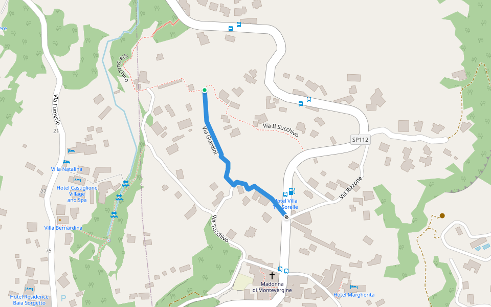 Via Giardini walking route map in Sant'Angelo