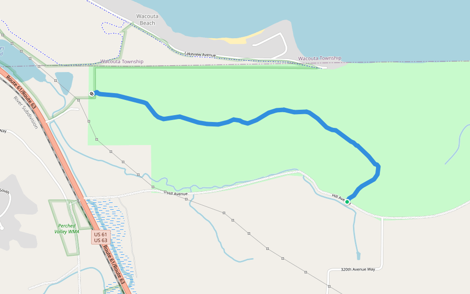 Rattlesnake Bluff Trail walking route map in Red Wing