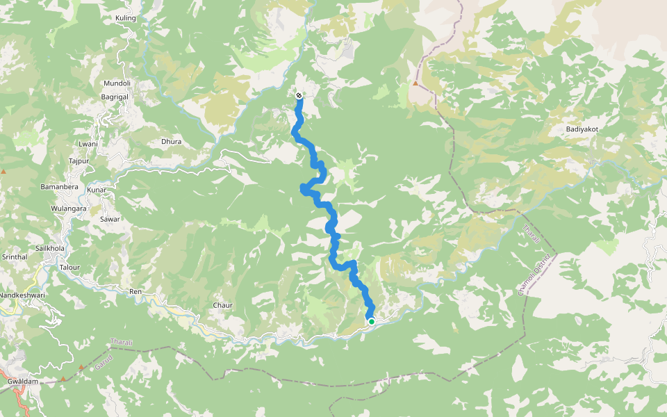 Kheta to Ghes walking route map in Kheta