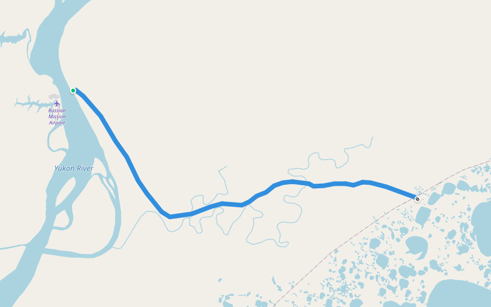 Yukon-Kuskokwim Portage Trail walking route map in Russian Mission