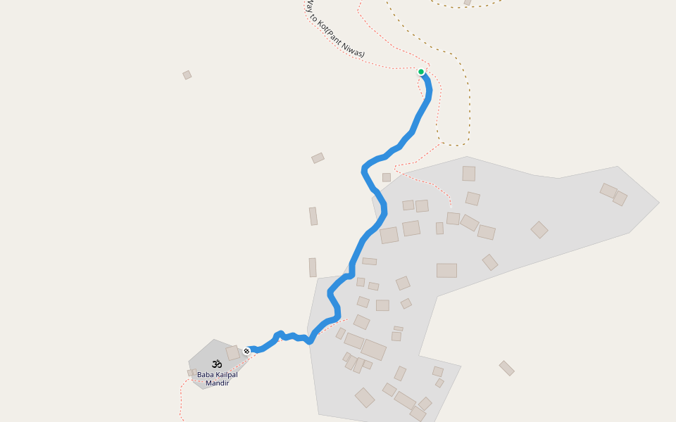 Way to Baba Kailpal Mandir walking route map in Amargadhi