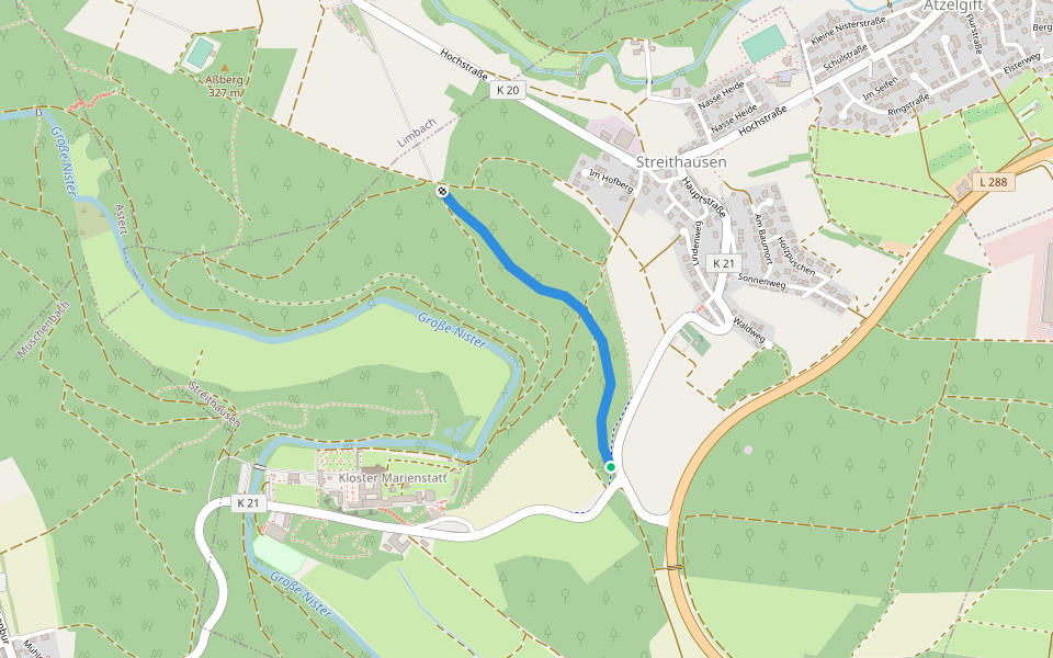 Stadtwejelchen walking route map in Streithausen