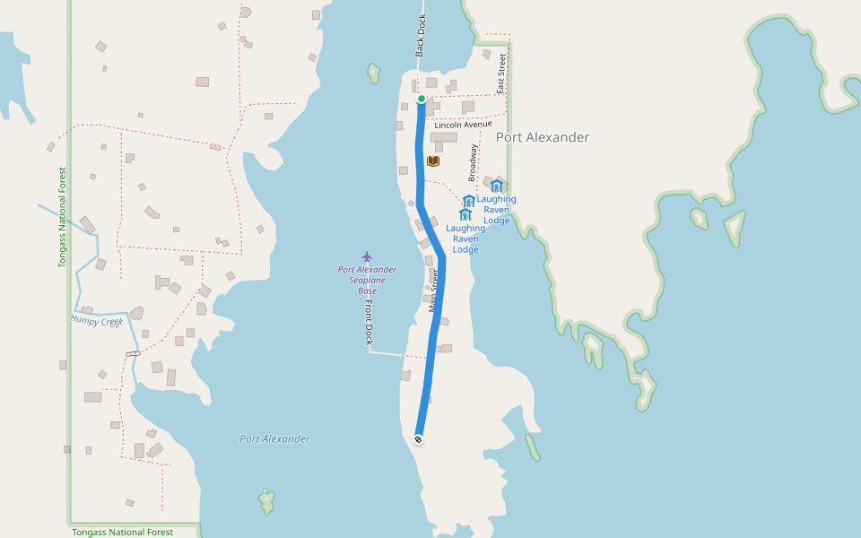 Main Street walking route map in Port Alexander