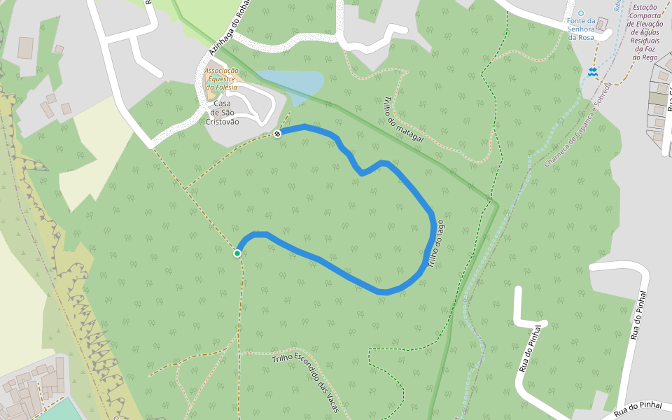 Trilho do lago walking route map in Caparica