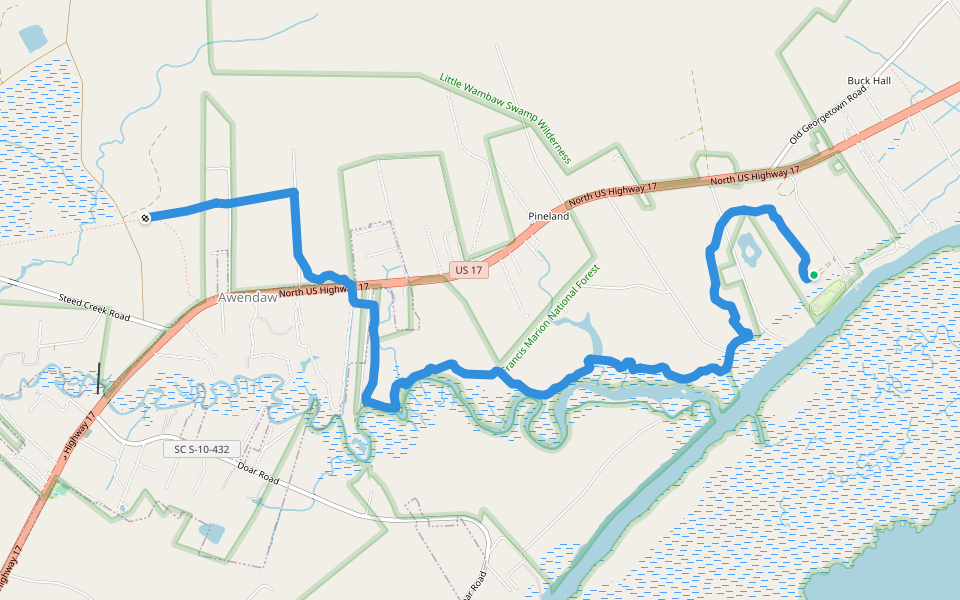 Awendaw Passage Trail walking route map in McClellanville