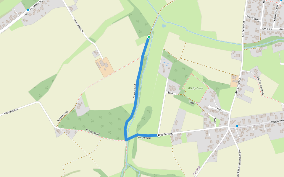 Sunderfeld walking route map in Spenge