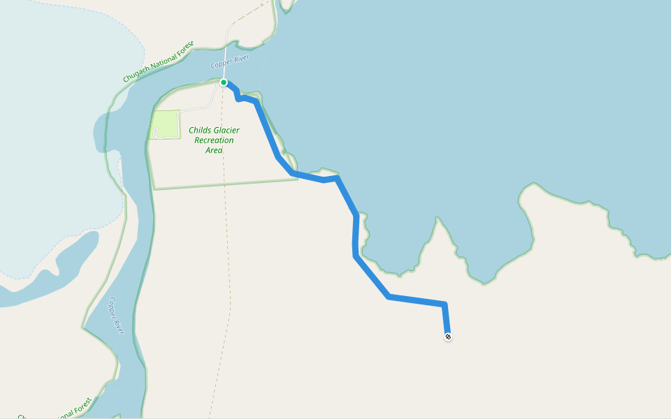 Miles Lake Trail walking route map in Cordova